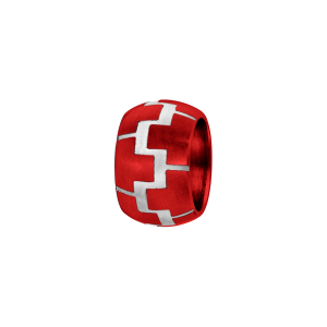 CHARMS ALUMINIUM ANODISE ROUGE ANNEAU BOMBE MOTIF ZIG ZAG