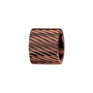 CHARMS ACIER PVD MARRON FORME TUBE STRIE