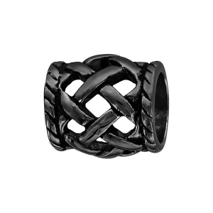 CHARMS ACIER ET PVD NOIR TUBE TRESSE RELIEF CHARMS ACIER ET PVD NOIR TUBE TRESSE RELIEF
