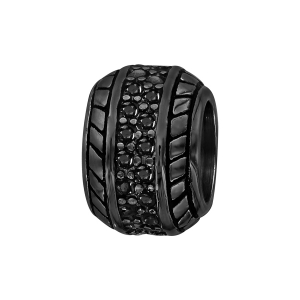 CHARMS ACIER ET PVD NOIR BOULE EMPIERREE SERTIE OXYDES NOIRS