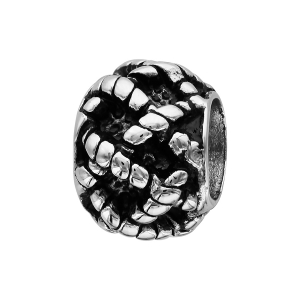 CHARMS ACIER BOULE TRESSE RELIEF PATINE