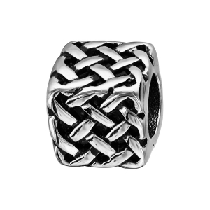 CHARMS ACIER CUBE ET TRESSE RELIEF PATINE