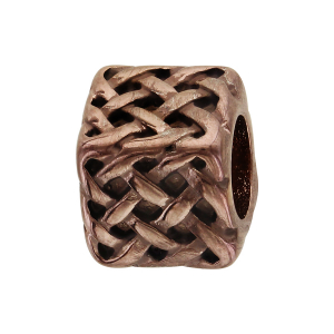 CHARMS ACIER ET PVD MARRON CUBE ET TRESSE RELIEF