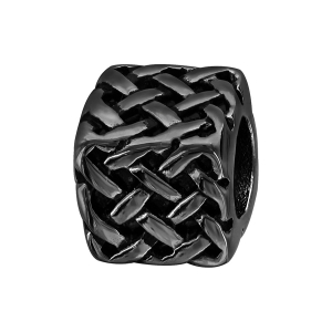 CHARMS ACIER ET PVD NOIR CUBE ET TRESSE RELIEF