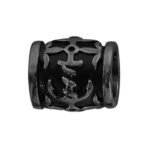 CHARMS ACIER ET PVD NOIR ANCRE SUR TONNEAU CHARMS ACIER ET PVD NOIR ANCRE SUR TONNEAU