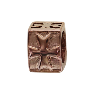 CHARMS ACIER ET PVD MARRON CROIX SUR TEMPLIER CUBIQUE