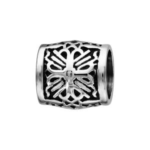 CHARMS ACIER CYLINDRE PATINE AVEC CROIX