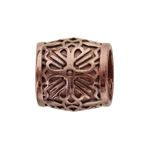 CHARMS ACIER ET PVD MARRON CYLINDRE PATINE AVEC CROIX CHARMS ACIER ET PVD MARRON CYLINDRE PATINE AVEC CROIX