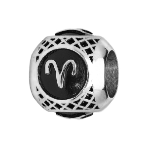 CHARMS ACIER BOULE ZODIAQUE BÉLIER PATINE NOIRE