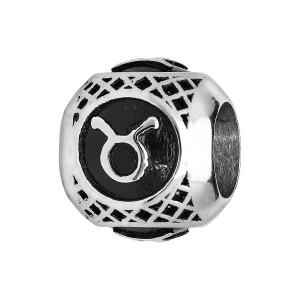 CHARMS ACIER BOULE ZODIAQUE TAUREAU PATINE NOIRE