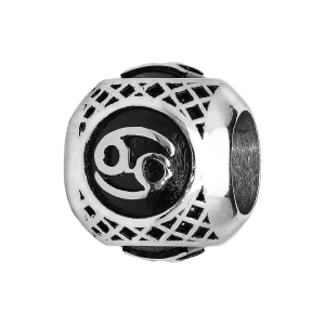 CHARMS ACIER BOULE ZODIAQUE CANCER PATINE NOIRE