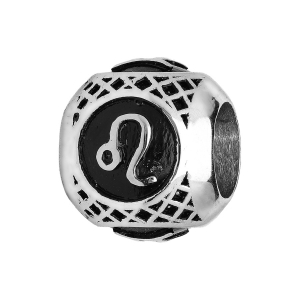 CHARMS ACIER BOULE ZODIAQUE LION PATINE NOIRE