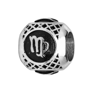 CHARMS ACIER BOULE ZODIAQUE VIERGE PATINE NOIRE