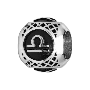 CHARMS ACIER BOULE ZODIAQUE BALANCE PATINE NOIRE
