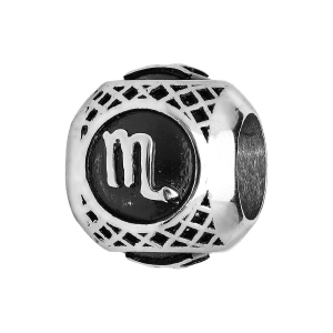 CHARMS ACIER BOULE ZODIAQUE SCORPION PATINE NOIRE