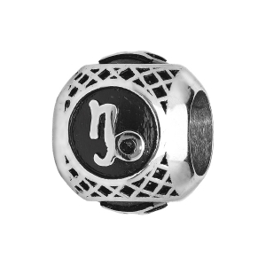 CHARMS ACIER BOULE ZODIAQUE CAPRICORNE PATINE NOIRE