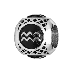 CHARMS ACIER BOULE ZODIAQUE VERSEAU PATINE NOIRE CHARMS ACIER BOULE ZODIAQUE VERSEAU PATINE NOIRE