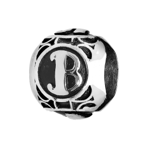 CHARMS ACIER BOULE ALPHABET B PATINE NOIRE