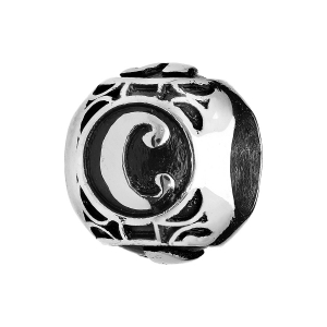 CHARMS ACIER BOULE ALPHABET C PATINE NOIRE