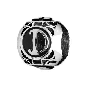 CHARMS ACIER BOULE ALPHABET D PATINE NOIRE