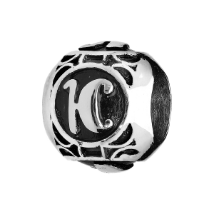 CHARMS ACIER BOULE ALPHABET H PATINE NOIRE