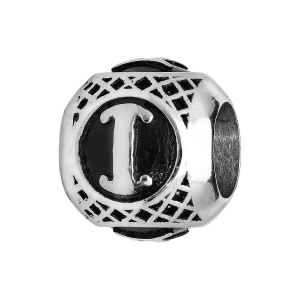 CHARMS ACIER BOULE ALPHABET I  PATINE NOIRE