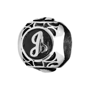 CHARMS ACIER BOULE ALPHABET J PATINE NOIRE