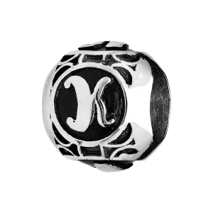 CHARMS ACIER BOULE ALPHABET K PATINE NOIRE