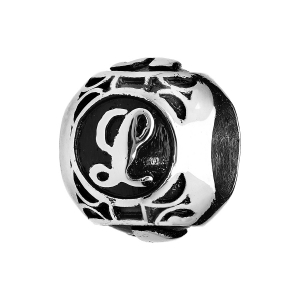 CHARMS ACIER BOULE ALPHABET L PATINE NOIRE