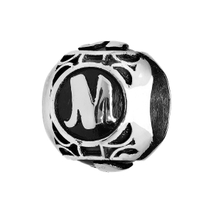 CHARMS ACIER BOULE ALPHABET M PATINE NOIRE