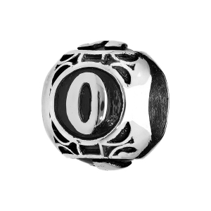 CHARMS ACIER BOULE ALPHABET O PATINE NOIRE