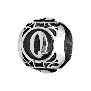 CHARMS ACIER BOULE ALPHABET Q PATINE NOIRE