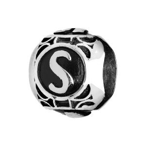 CHARMS ACIER BOULE ALPHABET S PATINE NOIRE