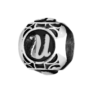 CHARMS ACIER BOULE ALPHABET U PATINE NOIRE