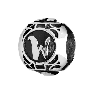 CHARMS ACIER BOULE ALPHABET W PATINE NOIRE