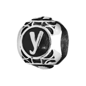 CHARMS ACIER BOULE ALPHABET Y PATINE NOIRE