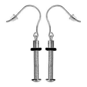 BOUCLES D'OREILLES ARGENT RHODIÉ CROCHET CHAINETTE POUR BOULE DE MURANO