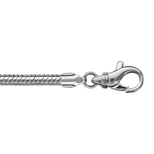 BRACELET ARGENT RHODIÉ CHAINE TUBE SERPENT POUR COULISSANT 21CM MOUSQUETON