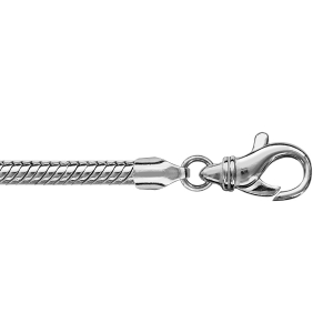 BRACELET ARGENT RHODIÉ CHAINE TUBE SERPENT POUR COULISSANT 22CM MOUSQUETON