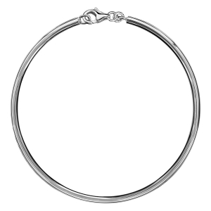 BRACELET JONC ARGENT RHODIÉ MASSIF FIL 3MM DIAM 62 NON ARTICULE AVEC MOUSQUETON POUR CHARMS