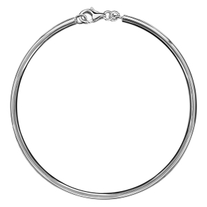 BRACELET JONC ARGENT RHODIÉ MASSIF FIL 3MM DIAM 66 NON ARTICULE AVEC MOUSQUETON POUR CHARMS