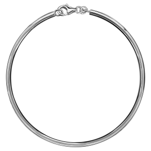 BRACELET JONC ARGENT RHODIÉ MASSIF FIL 3MM DIAM 70 NON ARTICULE AVEC MOUSQUETON POUR CHARMS