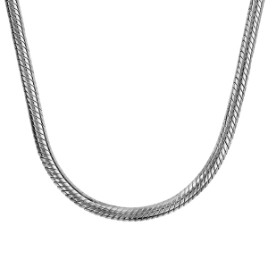 COLLIER ARGENT RHODIÉ CHAINE TUBE SERPENT POUR COULISSANT 43CM MOUSQUETON