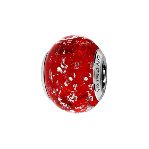 CHARMS COULISSANT ARGENT RHODIÉ MURANO VERITABLE ROUGE ECLAT ARGENTE