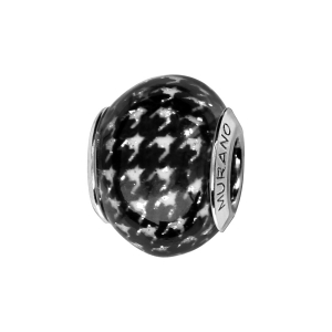 CHARMS COULISSANT ARGENT RHODIÉ MURANO VERITABLE NOIR MOTIF