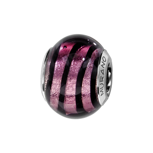 CHARMS COULISSANT ARGENT RHODIÉ MURANO VERITABLE VIOLET AVEC FILET