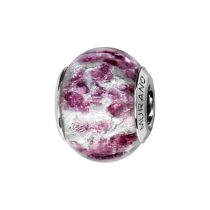 CHARMS COULISSANT ARGENT RHODIÉ MURANO VERITABLE ARGENTE AVEC ECLAT VIOLET