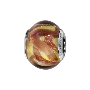 CHARMS COULISSANT ARGENT RHODIÉ MURANO VERITABLE COULEUR CHAUDE