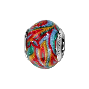CHARMS COULISSANT ARGENT RHODIÉ MURANO MULTICOLORES