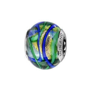 CHARMS COULISSANT ARGENT RHODIÉ MURANO VERT BLEU JAUNE